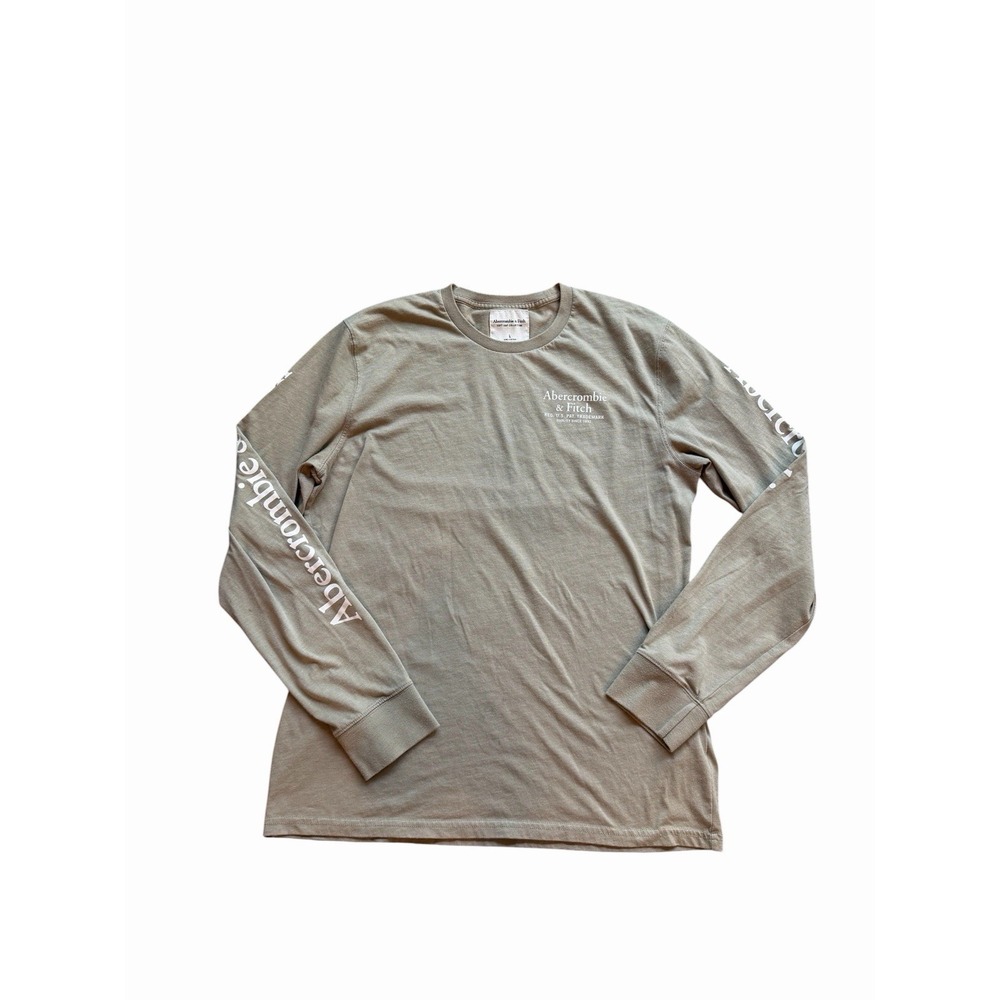 Abercrombie & Fitch Men's Soft A&F Collection Long Sleeve Tee Beige Large